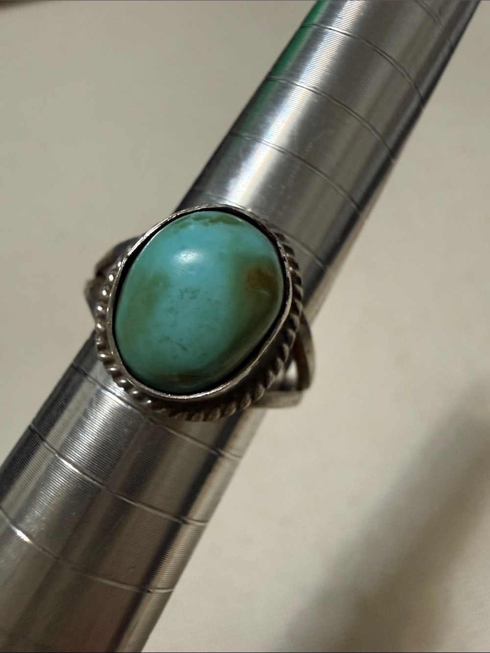Sterling Silver Native Unmarked Turquoise Oval Ring size 5